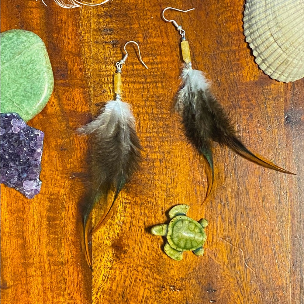 Natural Feather Earrings